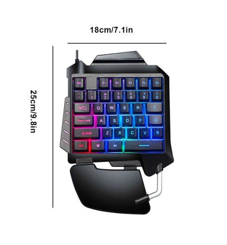 Portable Single Handed Gaming Keyboard with RGB Backlit
